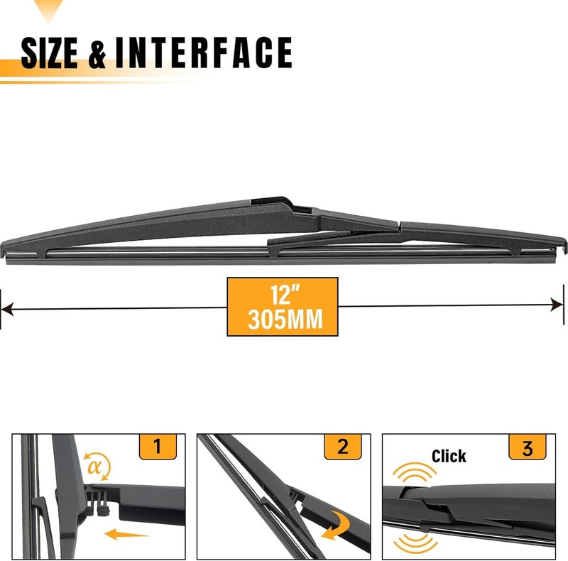 AUTOBOO 12 Inch Rear Wiper Blade Replacement for Toyota Rav4 2001-2023 gallery