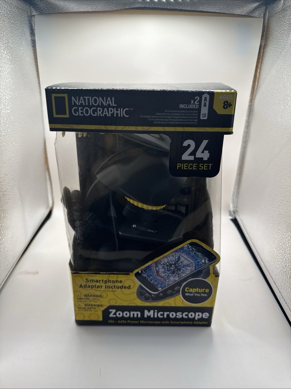 National Geographic Zoom MICROSCOPE 40x-640x With Smartphone Adapter New
