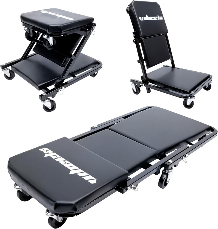 Mechanic Creeper 36 Inches 3-In-1 Mode Z Seat 340Lbs Capacity, Foldable Garage A
