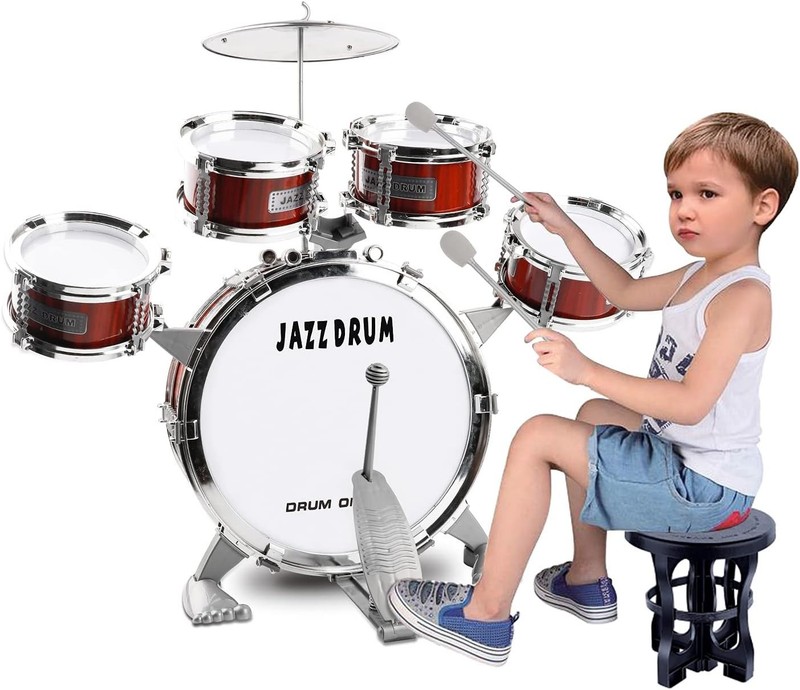 Toy Drum Set for Toddler Kids | Jazz Drum Kit with 5 Drums Percussion Musical…