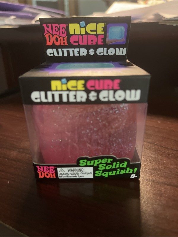 Nee doh PINK GLITTER & GLOW NICE CUBE Super Solid Squish!