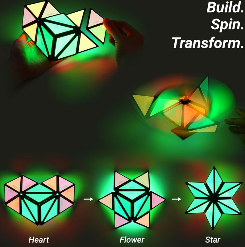 TOSY Magnet Pyramid Glow - 1 Cube Transforms into 1 Billion Shapes (Bunny, Eg...