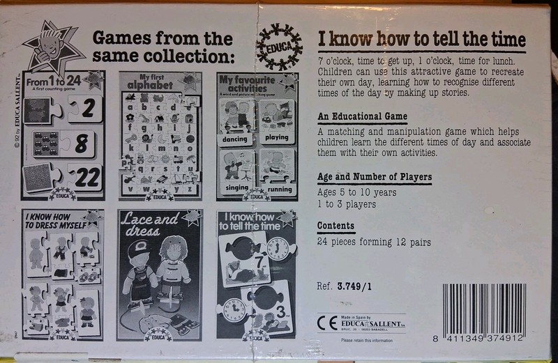 NIP I Know How to Tell the Time Complete Flash Cards Education Educa Sallent VTG gallery