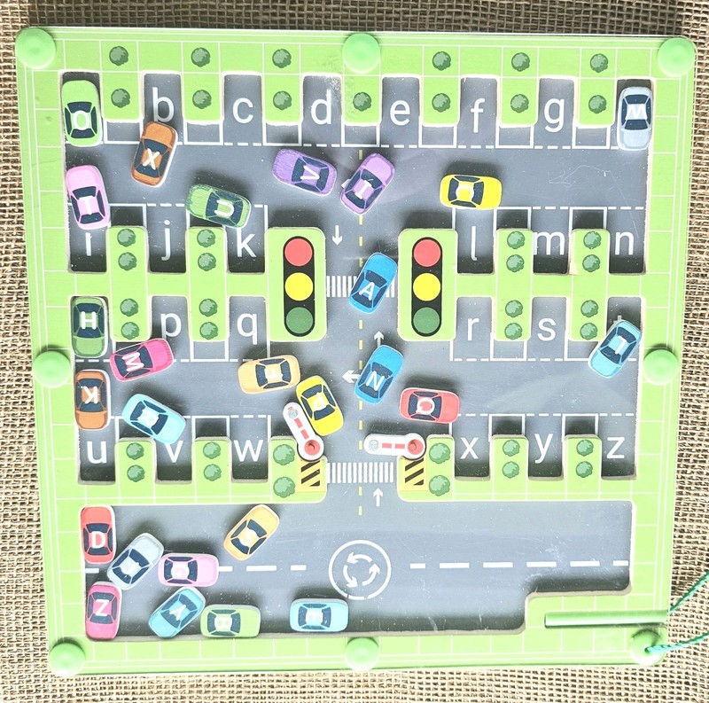 Magnetic Alphabet Maze City Street Cars Parking Lot Fine Motor Skills Activity