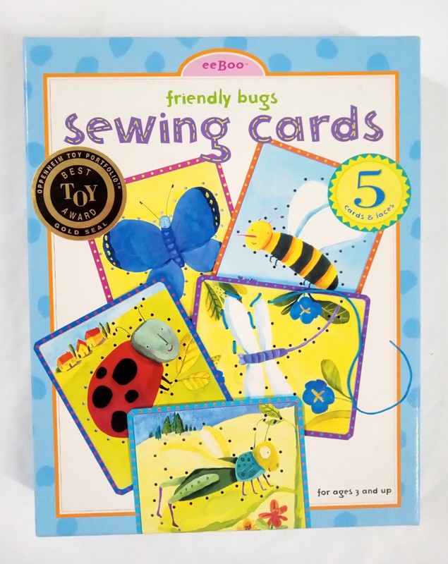eBoo Friendly Bugs Sewing Cards, Excell. Cond., Ages 3+, Best Toy Award Winner