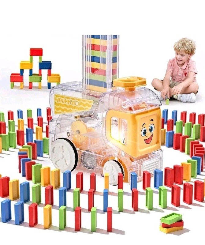 Kiskey Electric Automatic Domino Train Set Educational Toys ~NEW in box~