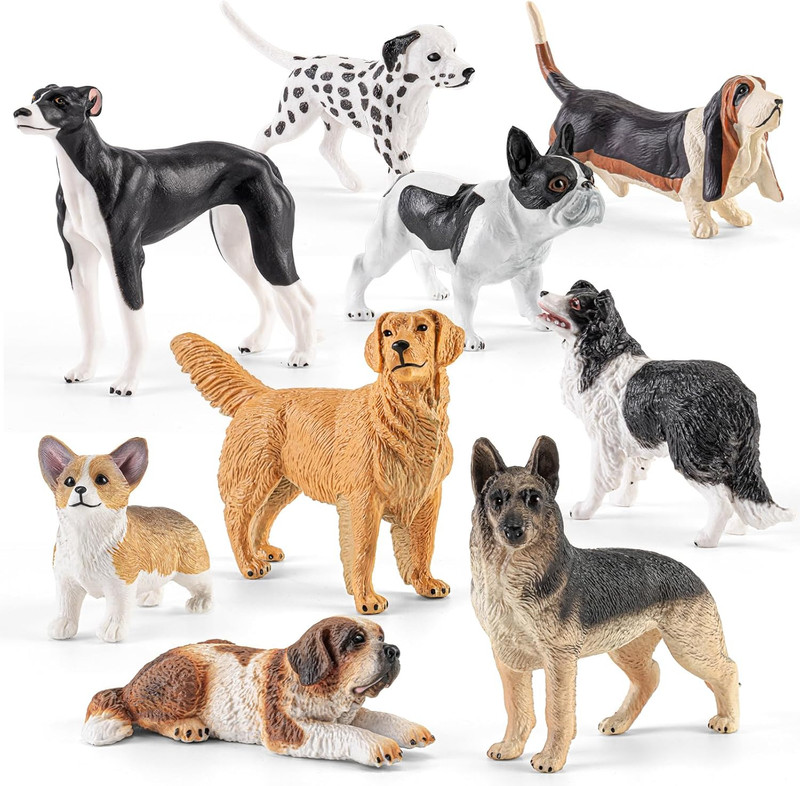 9 PCS Medium Realistic Dog Figurines Set, Pet Animal Toys Figures for Kids, Educ