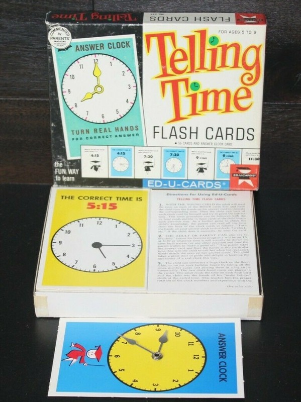Vintage UNUSED 1963 Ed-U-Cards Telling Time Flash Cards EUC Complete