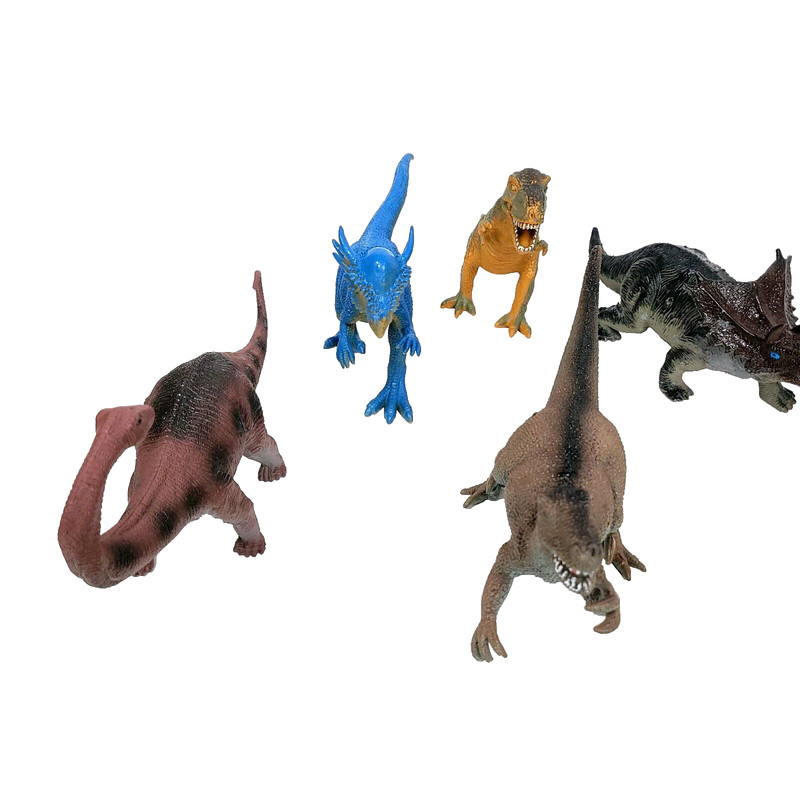 Lot Of 7 Dinosaur Toy Figures Hard Plastic Prehistoric Animals 8" Inches gallery