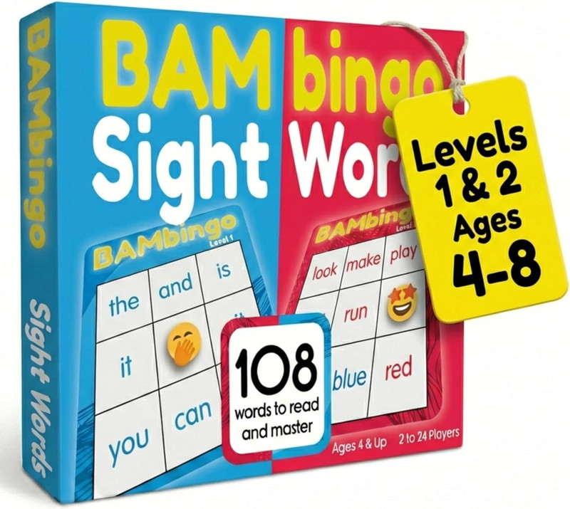 THE BAMBINO TREE Sight Word Bingo Game Level 1 and 2 – Educational Games for Kid