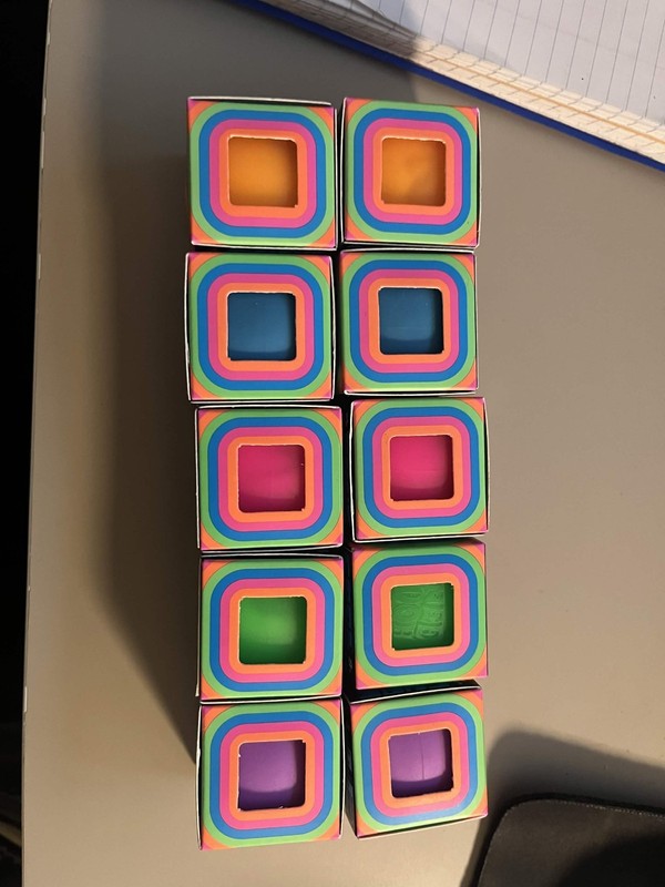 Needoh Lot of 1.25″ Cool Cubes (10) Blue, Orange, Green, Pink, Purple – 10 COUNT