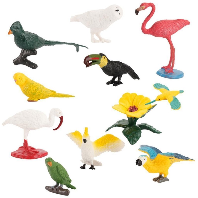 10 Plastic Animal Figure Parrot Hummingbird