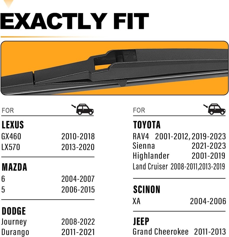 AUTOBOO 12 Inch Rear Wiper Blade Replacement for Toyota Rav4 2001-2023 gallery