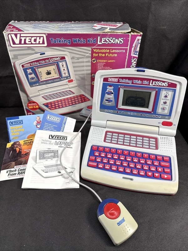 Vintage 1990 Vtech Talking Whiz Kid Learning Toy W/ Manual & Original Box Works