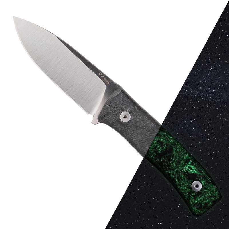 LionSTEEL M4 Fixed Blade FatCarbon Glow in the Dark Carbon Fiber Handle Scale…