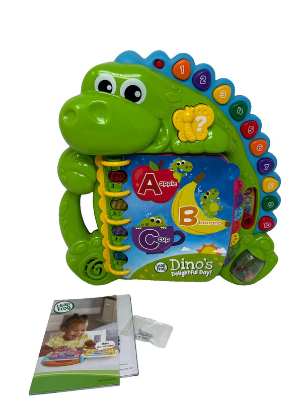 LeapFrog Kids Toddler Toy Dino’s Delightful Day Alphabet Book Green 12 Mos+