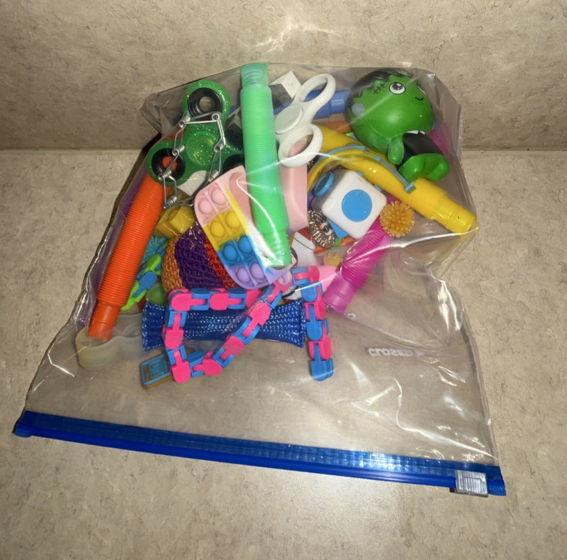 Tactile Sensory Fidget Toy Lot in Zipper Bag Pop-It Spinners Stress Toys