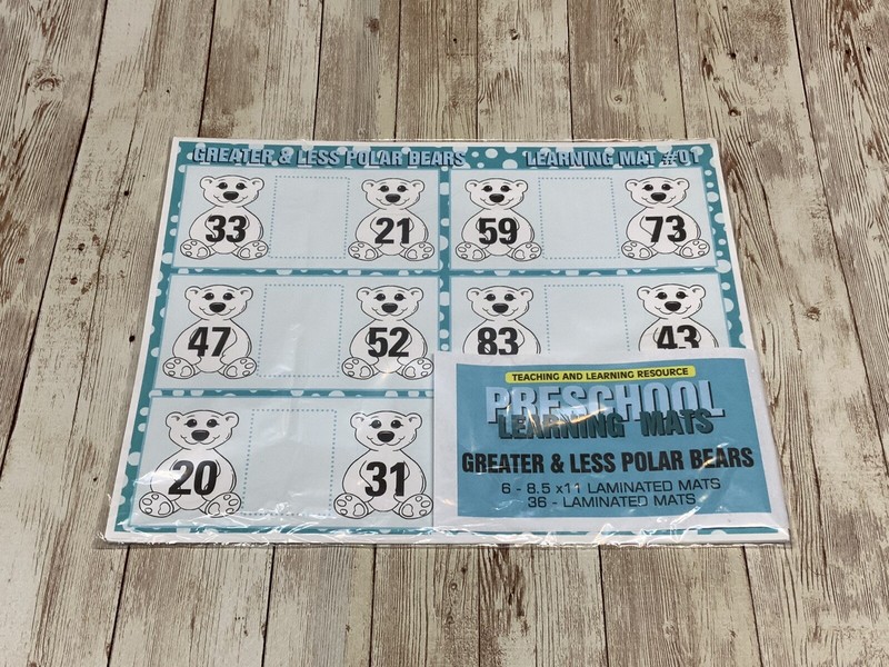 Greater And Less Polar Bears -Set of 6 Learning Mats & Cards – Laminated