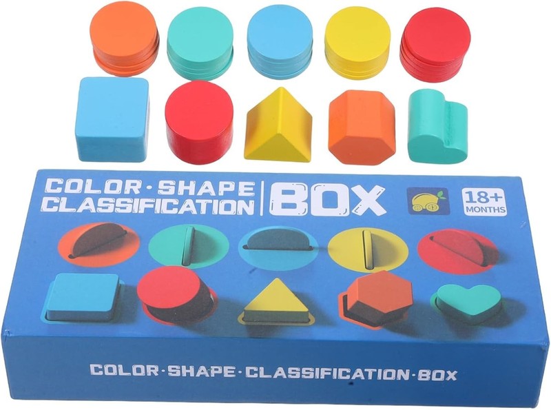 1 Box Wooden Color Shape Sorter Box for Montessori Educational Learning Color
