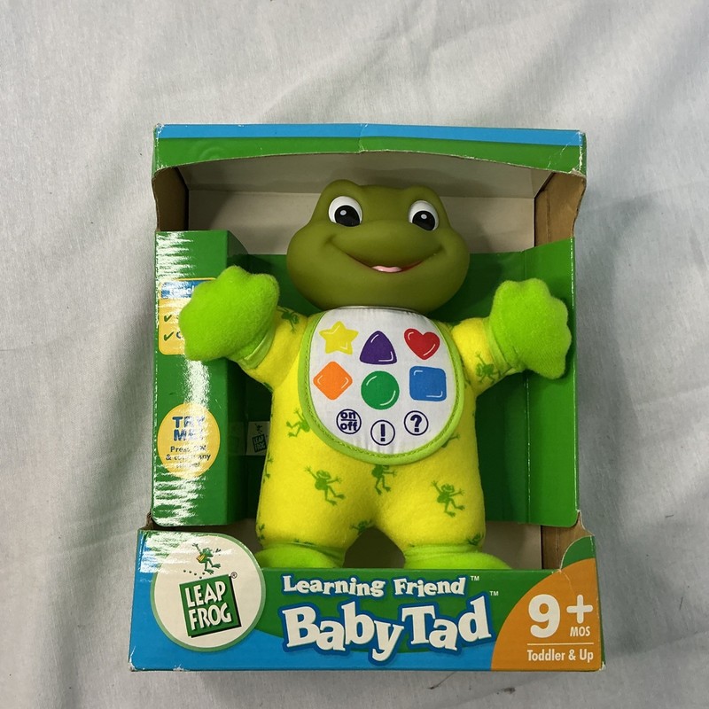 HTF VTG Leap Frog Hug N Learn Baby Tad Talking Shapes and color Frog Plush NIB