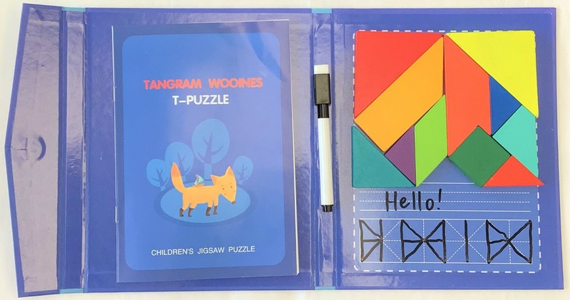Tangrams & T-Puzzle Magnetic Travel Set Dry Erase & Reference Booklet Included