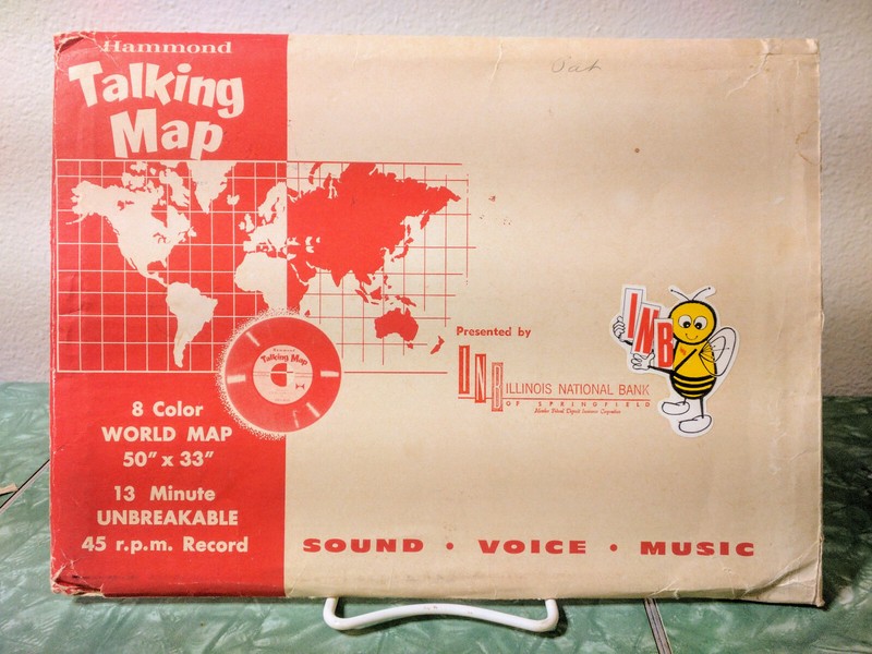 Hammond Talking Map 45 rpm Educational Record w/map Illinois National Bank gallery