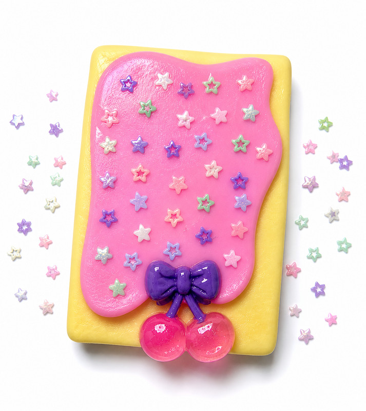 Taba Scented Pink Jelly Squishy Tart Toy DIY Decor Set Pouch 3" x 2" New gallery