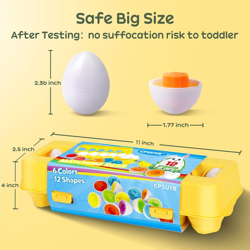 CPSYUB Matching Egg Toy 12 PCS for Toddlers Ages 1-3 Kids, 12 PCS, Yellow gallery