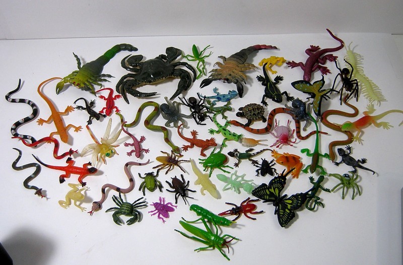 Vintage Lot of 54 Insects Amphibians Reptiles Plastic PVC Rubber