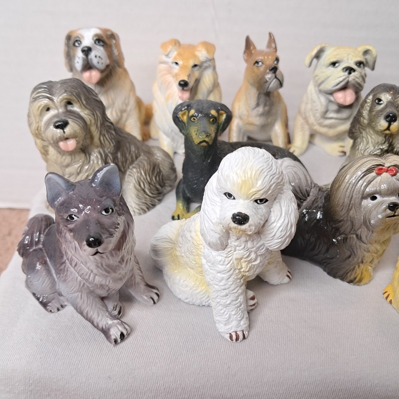 Lot Of 18 Vintage New Ray Dog Figures Mixed Canine Dog Breeds PVC Toys 1980s gallery