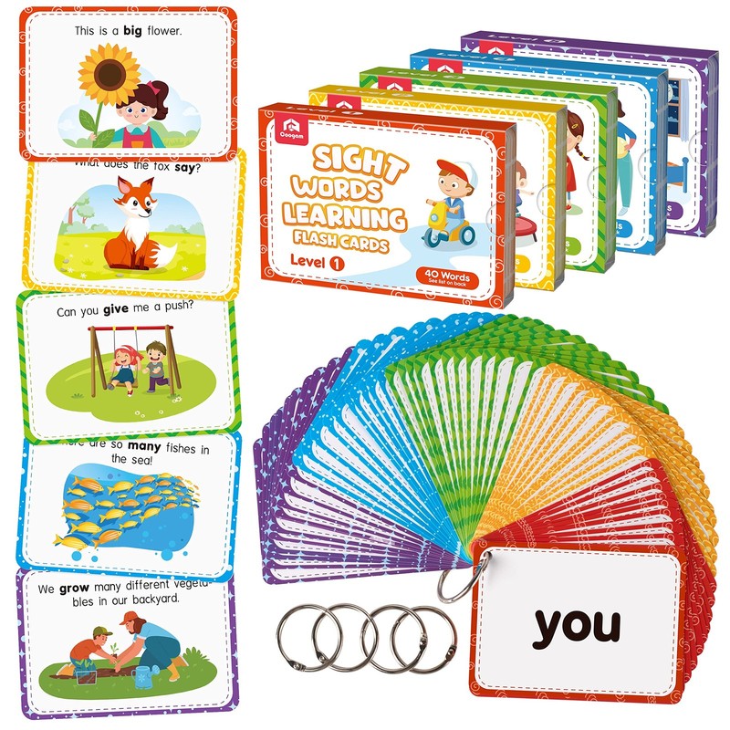 Sight Words Educational Flashcards – 220 Dolch Sightwords Game with Pictures