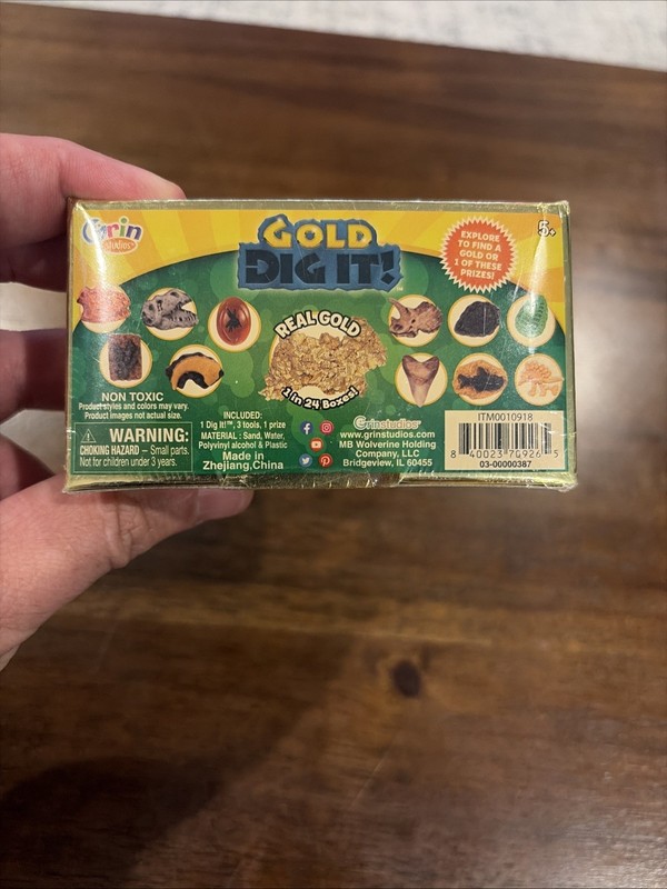 Gold Dig It! Dino Dig! Grin Studios Real Gold 1 in 24 Boxes New Toy Sealed