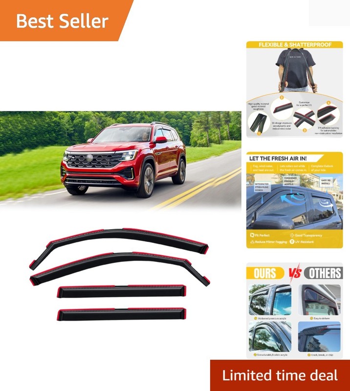 in-Channel Rain Guards for Volkswagen VW Atlas 2018-2026, Window Visor Shield…