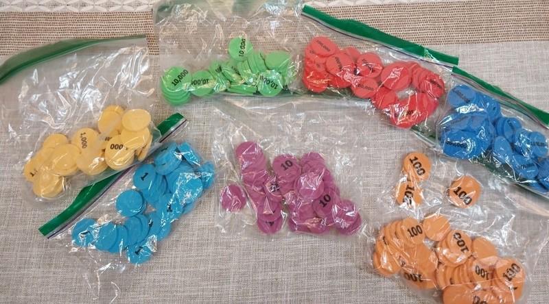 Learning Resources Place Value Foam Discs Set280pcs 8 colors 1s-Milllion Primary