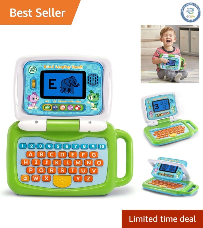 2-in-1 LeapTop Touch in Green: Educational Laptop for Kids Aged 2-5