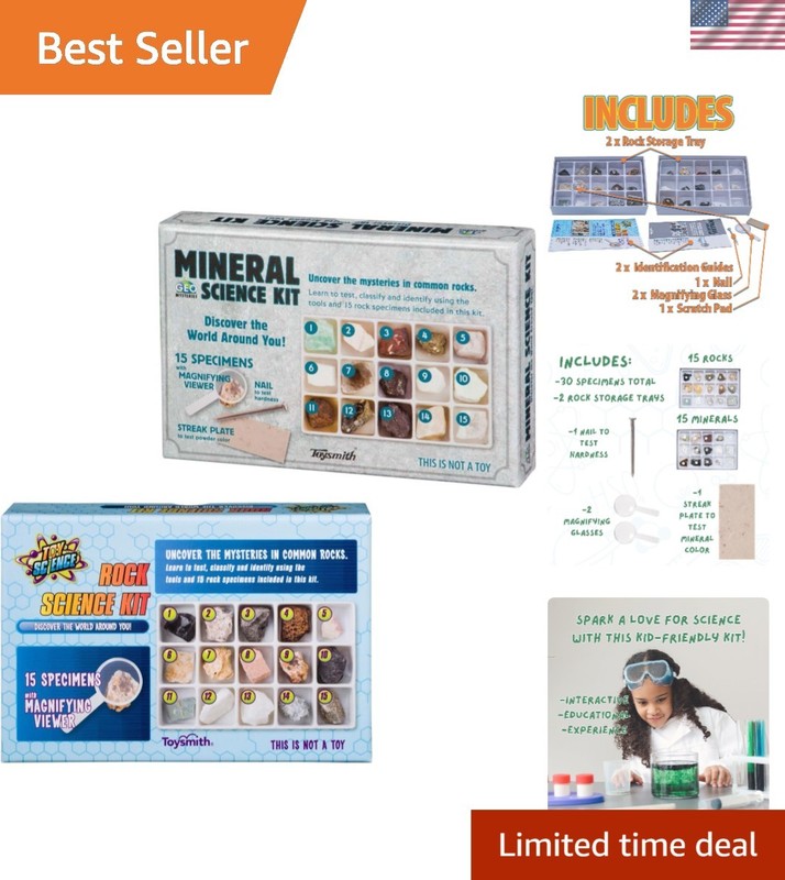 STEM Rock & Mineral Science Kit for Kids – 30 Geology Specimens with Magnifyi…
