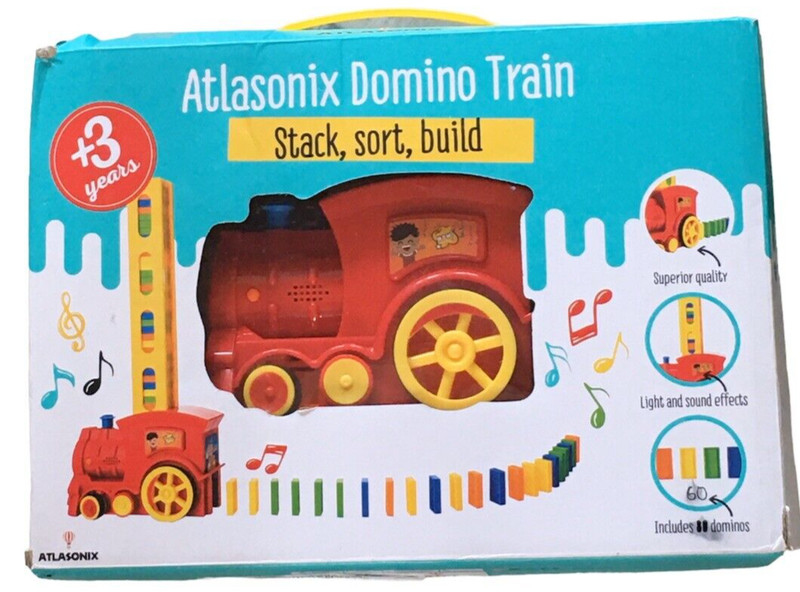 Atlasonix Domino Train Stack Sort Build Light & Sound Effects 60 Dominos