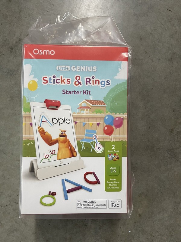 Osmo – Little Genius Sticks & Rings Starter Kit for iPad w/2 Games. Ages 3-5.