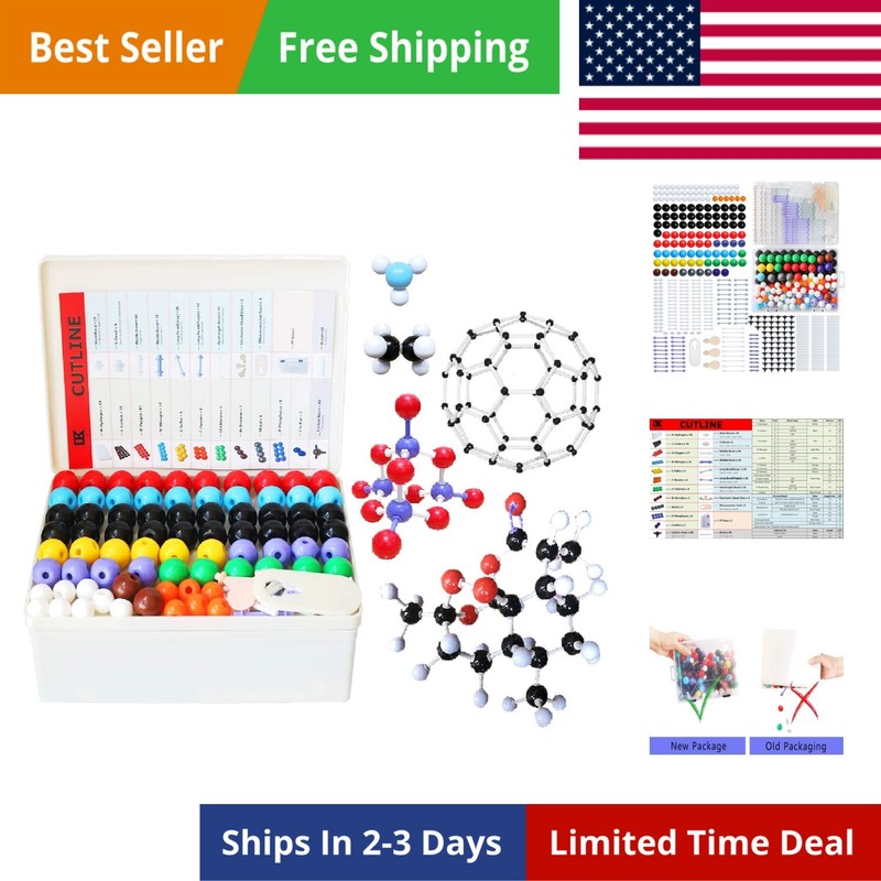 Chemistry Molecular Model Kit 444 Pieces, Student or Teacher Set for Organic ...