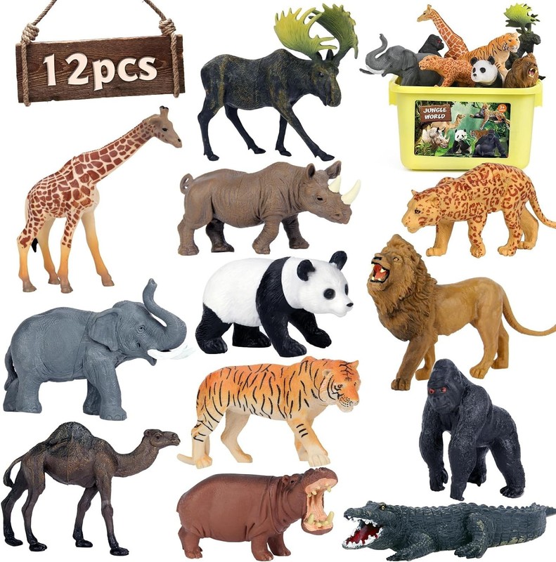 12 PCS Realistic Jumbo Safari Animal Figurines - Fun Learning Playset for Kids gallery