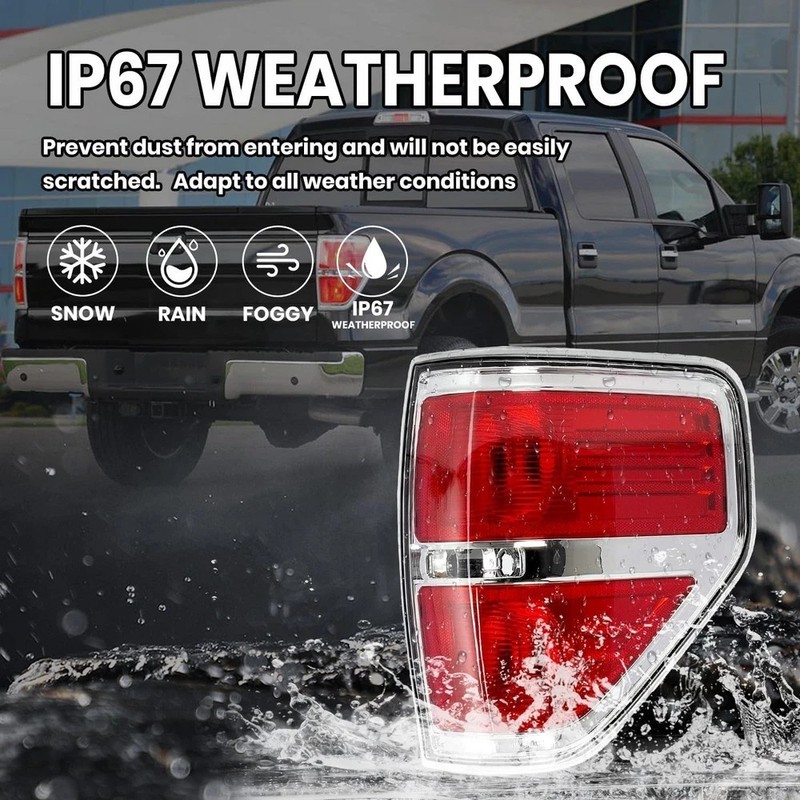 09-14 Ford F150 Right Passenger Side Tail Light Chrome Trim Red Brake Signal gallery