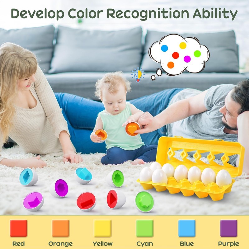 CPSYUB Matching Egg Toy 12 PCS for Toddlers Ages 1-3 Kids, 12 PCS, Yellow gallery