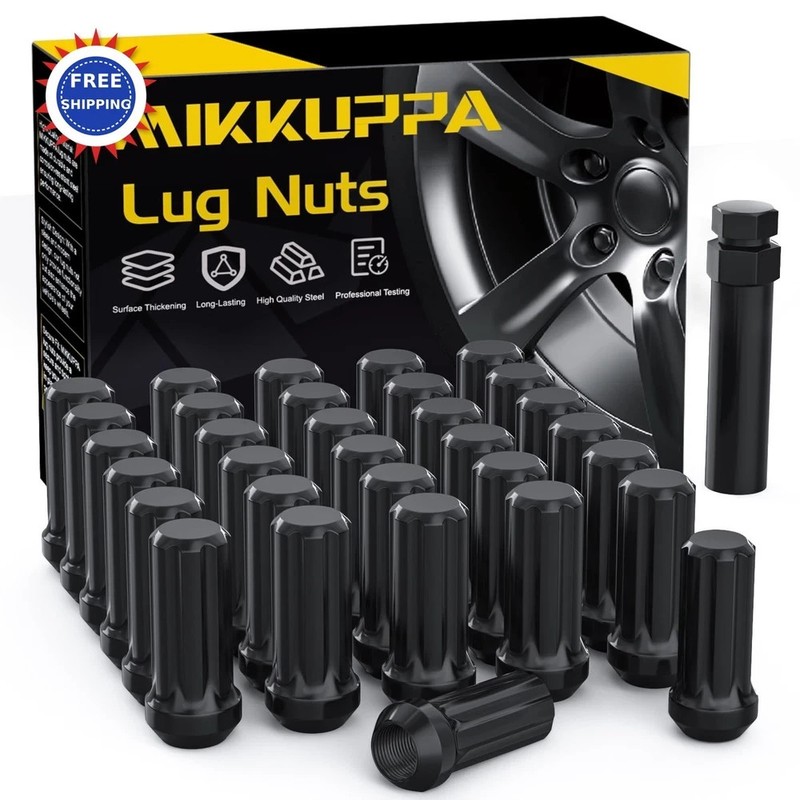 M14x15 Wheel Lug Nut 32pcs Black Compatible with Chevy Silverado 1500