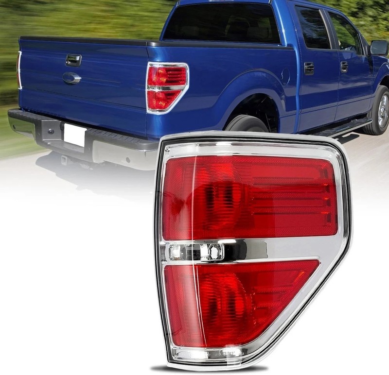 09-14 Ford F150 Right Passenger Side Tail Light Chrome Trim Red Brake Signal