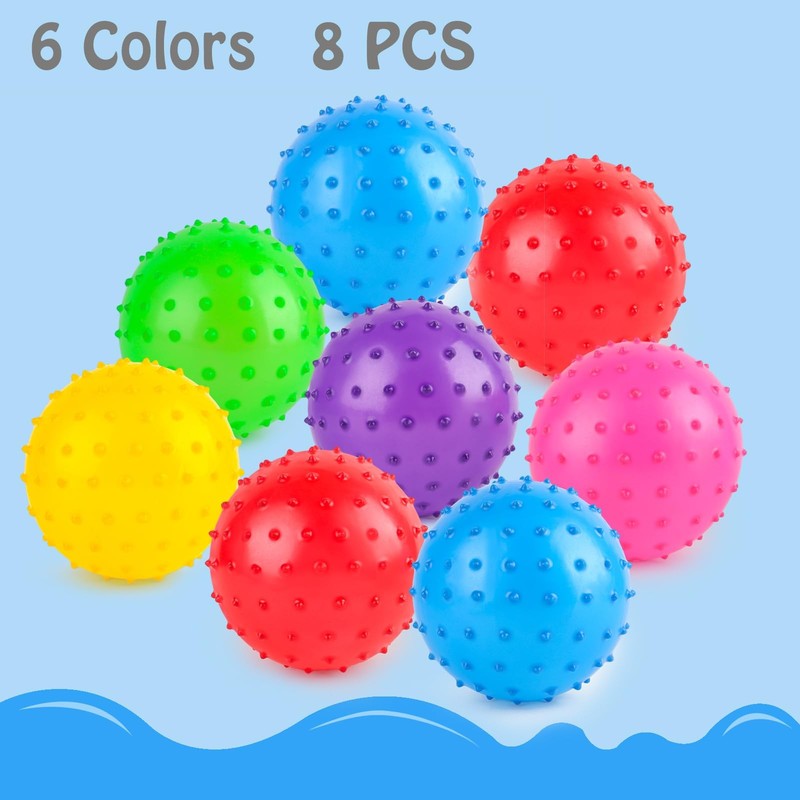 LOVEINUSA 8-Pack 7in Knobby Bouncy Sensory Spiky Balls Pump Kids Party Favors gallery