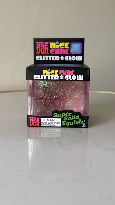 NeeDoh Nice Cube Pink Solid Squishy Stress Toy Fidget Sensory **GLITTER + GLOW**