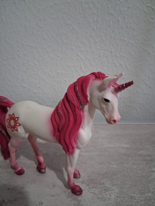 2020 Schleich Bayala Mandala Pink White Glitter Unicorn Horse Figure 5" Long gallery