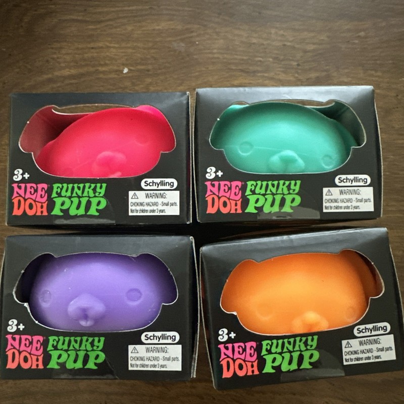 Needoh Funky Pup All 4 Colors 4 Pieces Brand New Sealed In packaging Full Set