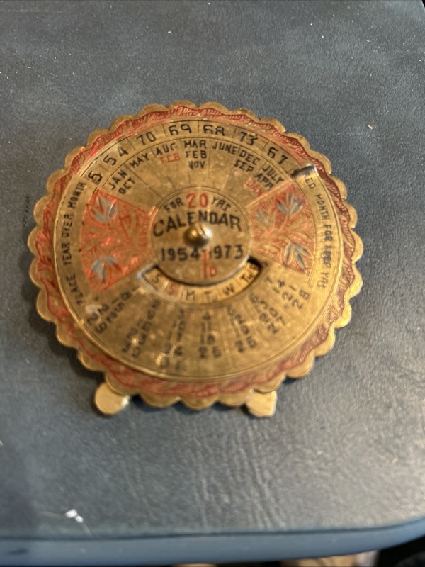 20 Year Calendar 1954 -1973 Circle Calendar the Shows Days of the Week & Month