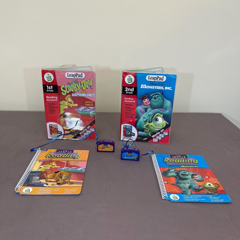 LeapFrog LeapPad Book Cartridge Scooby Doo Monsters Inc Cartoon Network LOT OF 2